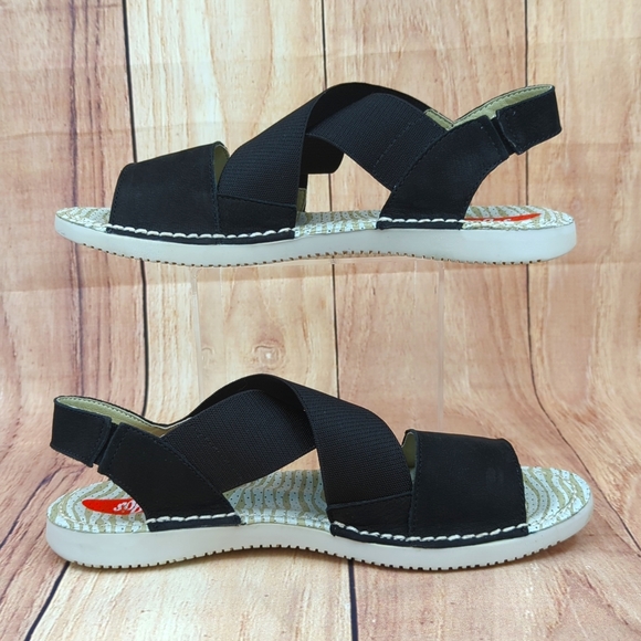 SOFTINO Tin Sandals Black Cross Strap Nubuck Comfort EU 38 - Picture 7 of 11